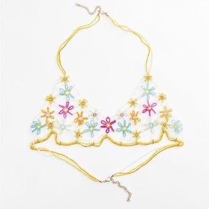 New Zara Floral Beaded Multicolor Top Bloggers Fav 1070/204